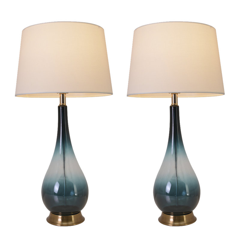Table Lamp, Dark Green Ombre, 30" H x 15" W x 15" D