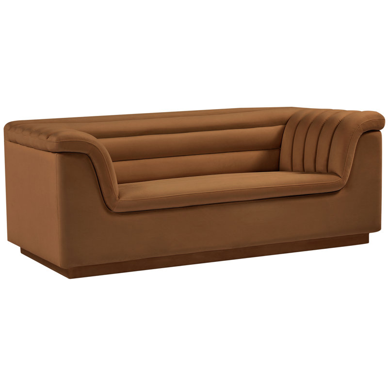 Hoskie 72'' Velvet Loveseat, Saddle Velvet