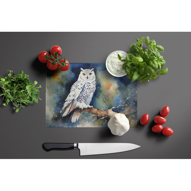 Snowy Owl Glass Cutting Board