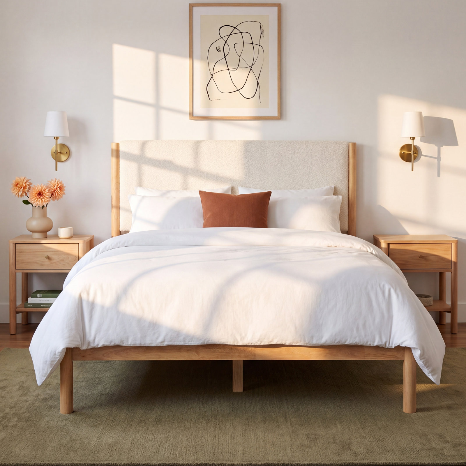 Ardin Boucle Bed, Queen, Natural