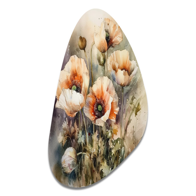 Marcoux - pivoines d'automne, art mural en métal asymétrique, H 39 po x l 21 po