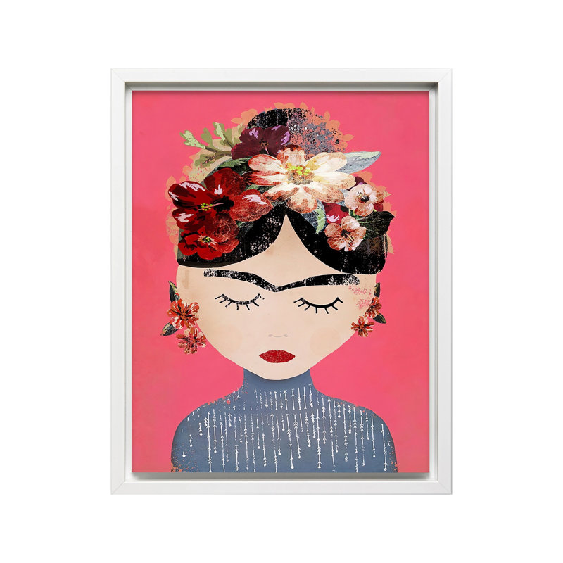 Frida Portrait No2, Canevas, Encadrement blanc, H 16 po x l 20 po