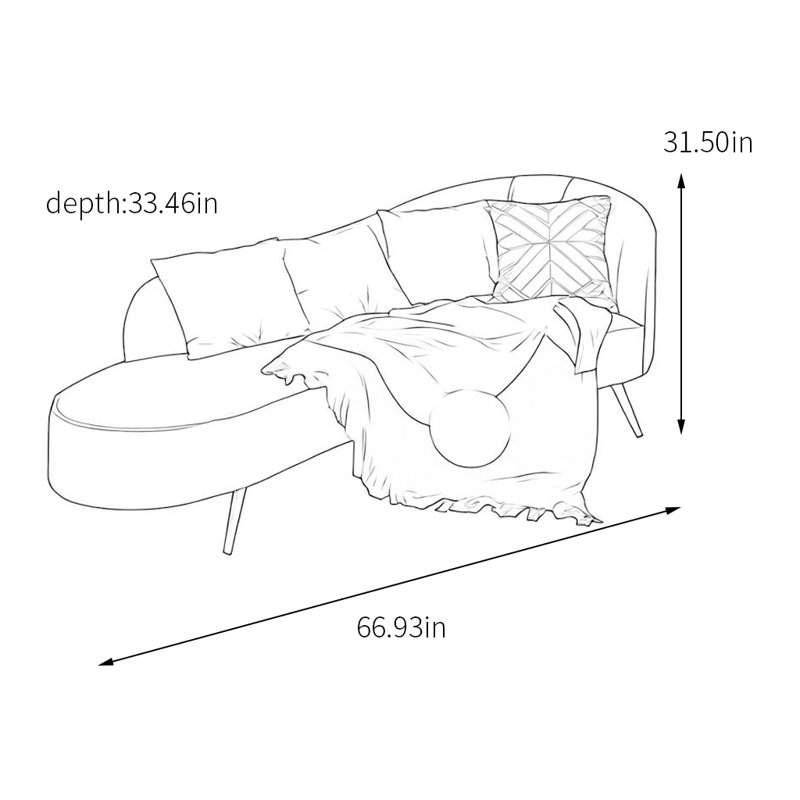 Chaise longue en tissu de qualité supérieure, Orienté à droite