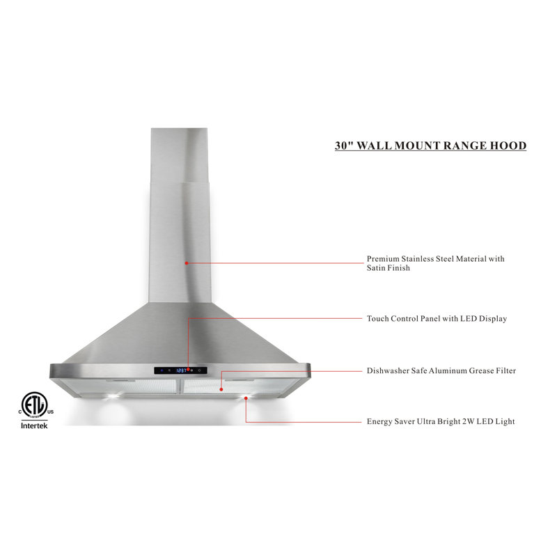  Hotte de cuisine murale en acier inoxydable W103B Series