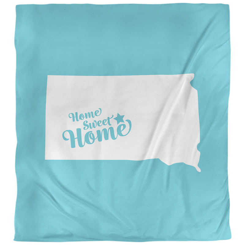 Housse de couette réversible simple Home Sweet Pierre, Housse de couette pour très grand lit, Bleu sarcelle, Polyester brossé