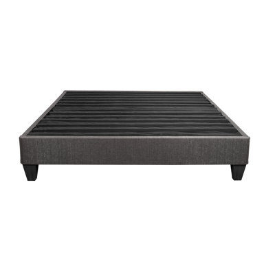 Base de lit plateforme 14 "pour grand lit, tapissée en gris foncé, style contemporain, aucun sommier requis avec sommier, contemporain, nécessaire