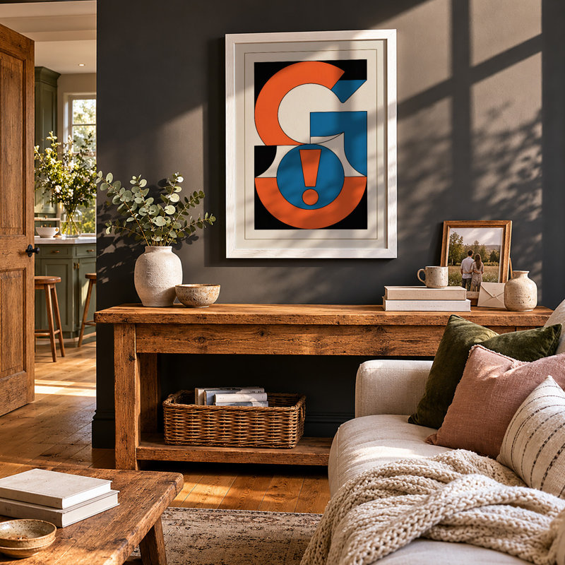 Orange and Blue Geometry Geometric - Framed Print, A3 - 42.0 x 29.7 cm, White