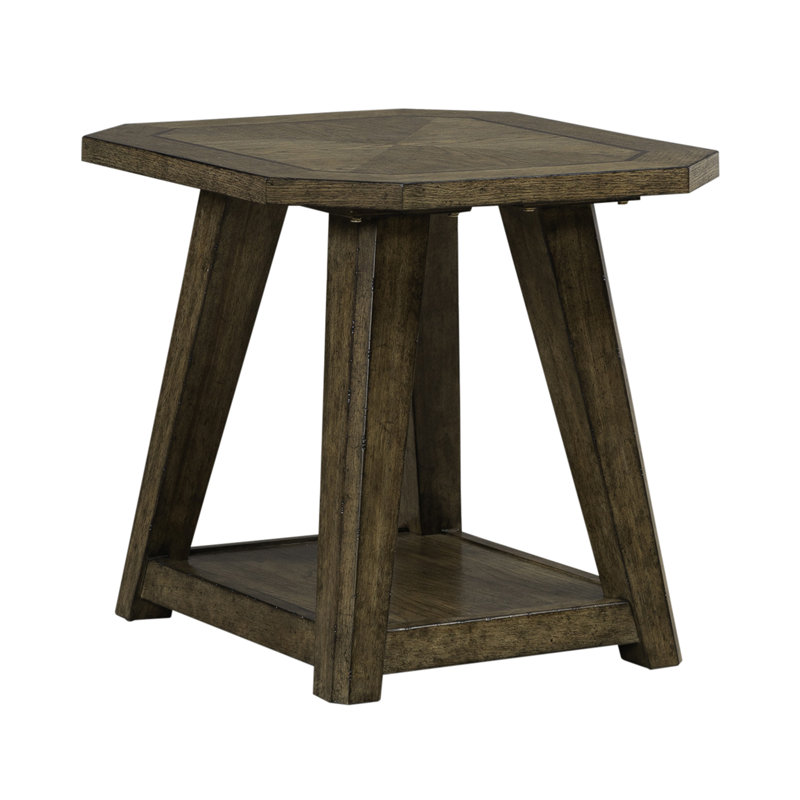 Gertraute Octagonal End Table w/ Tapered Legs & Bottom Shelf