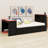 Wood Daybed with Trundle, Writing Desk, Built-in LED Lighting & USB Charging Ports-331128682-331128683