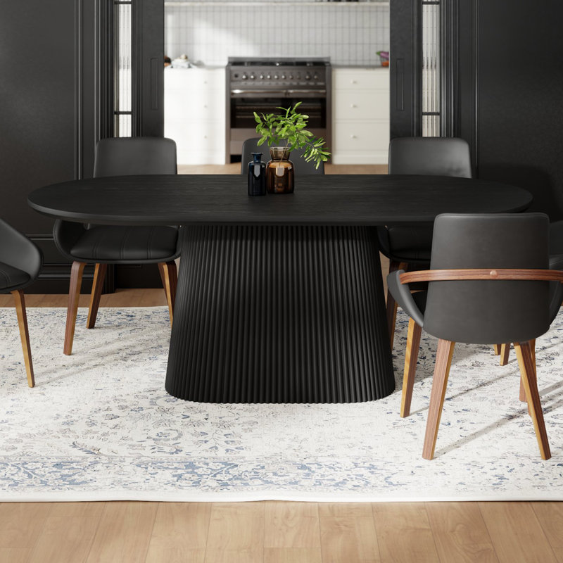 Table de salle à manger ovale Mid-Century, Noir