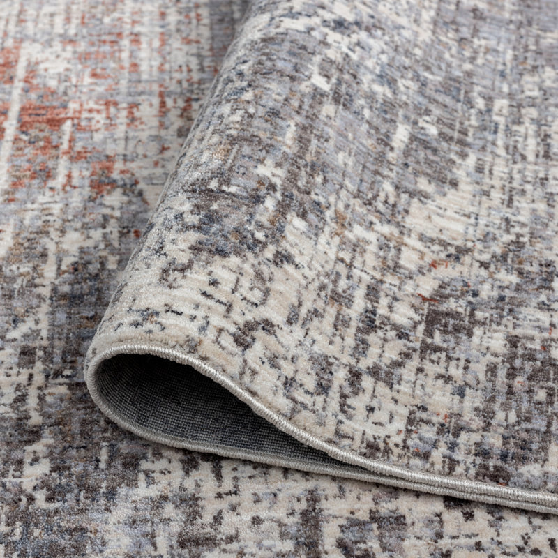 9 Abstract Area Rug in Gray/Ivory, Rectangle 9'6" x 13'