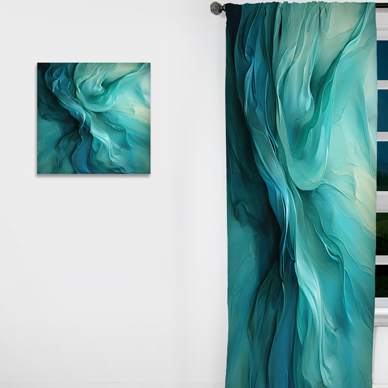 Turquoise Tranquility V - rideau à motifs abstraits - velours obscurcissant - 1 panneau, L 52 po x L 63 po