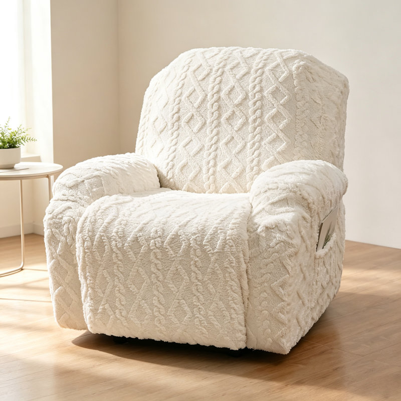 Faux Fur Sofa Slipcover, Beige, 2 pièces