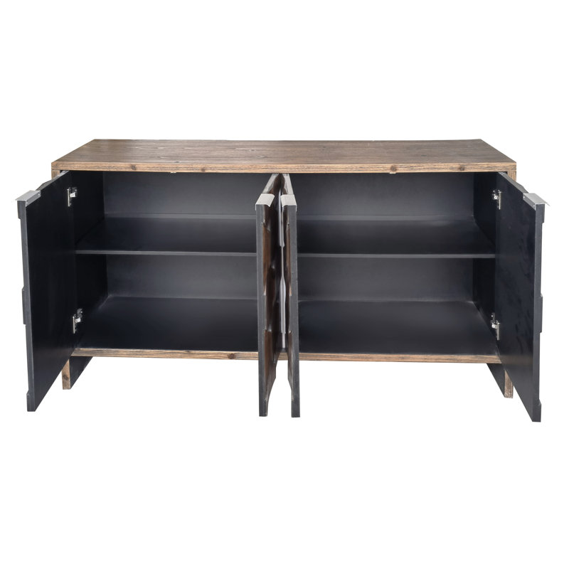 Armoire de rangement à 4 portes en bois de style campagnard Accent