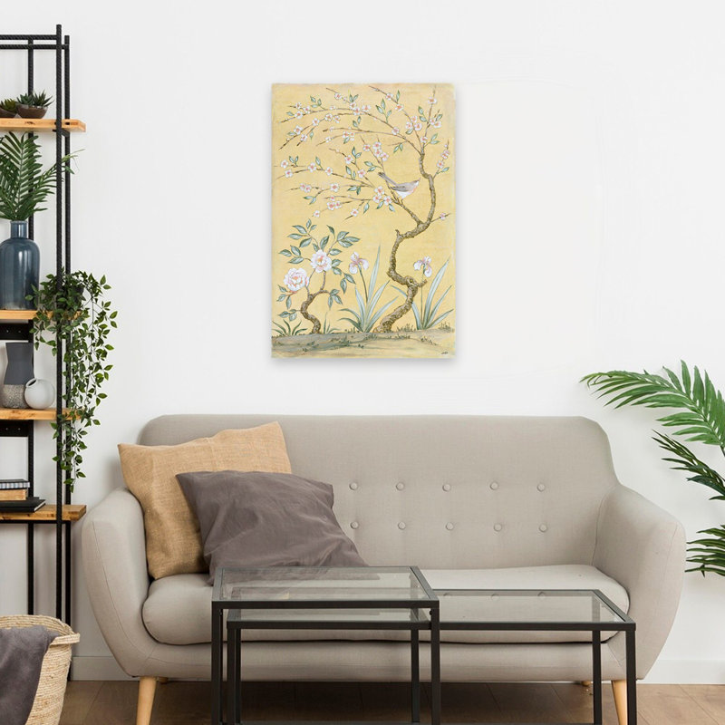 «Asian Influence and Birds Spring», art mural, H 24 po x l 16 po