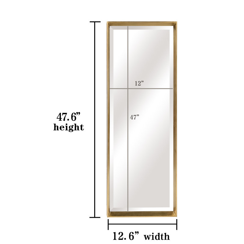 Kayal Wood Flat Wall Mirror, Gold, 47.6" x 12.6"