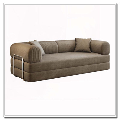 Canapé à compression de 78,8 po, canapé-lit convertible au sol avec accoudoirs de soutien pour dossier, canapé-lit futon confortable, causeuse modulaire désossée, tissu en velours côtelé