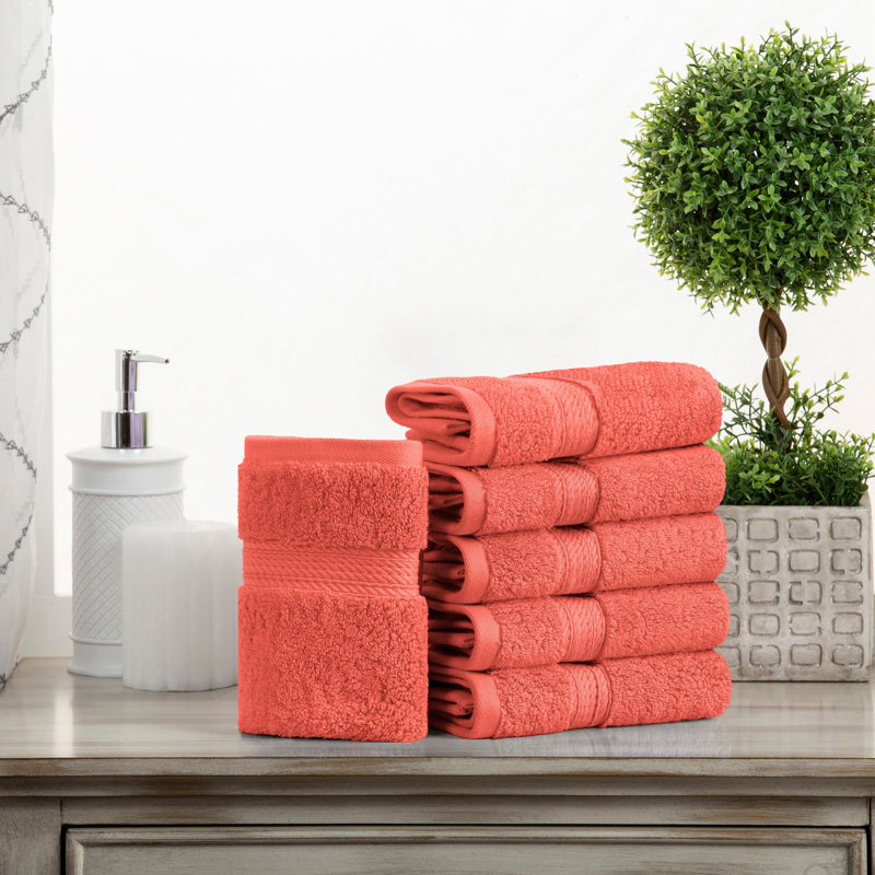 Renata Certified Egyptian Cotton 800 GSM Plush Heavy Highly Absorbent Luxury Washcloth , Coral