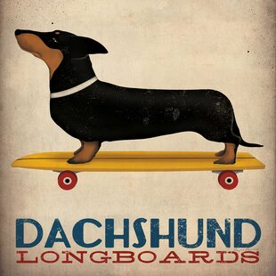 Stupell Industries Dachshund Pet Dog on Blue Skateboard Throw