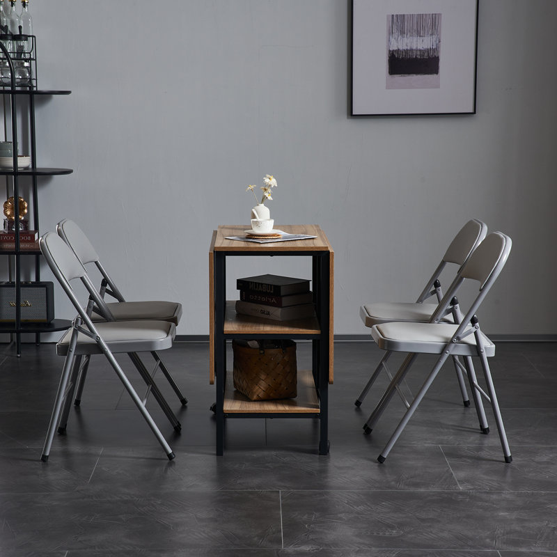 Gray Vinyl Padded Stackable Folding Chair Set of 4