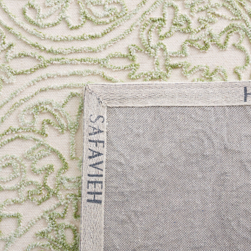 Alfio Trace 101 Area Rug In Ivory / Green, Rectangle 8' x 10'