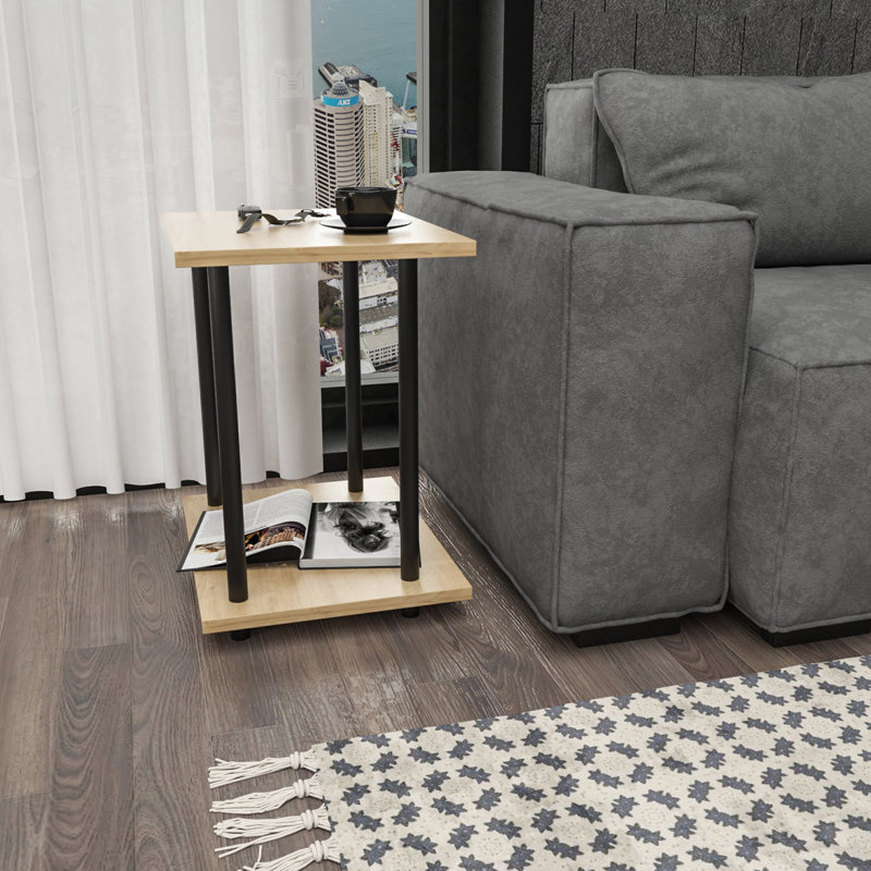 End Table, Black, Oak