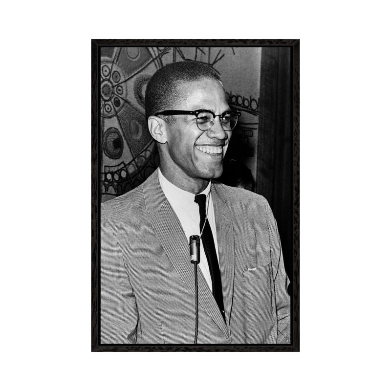 Malcolm X (1925-1965) by Ed Ford - Print on Canvas, 101.6 cm H x 66.04 cm W, Black Framed