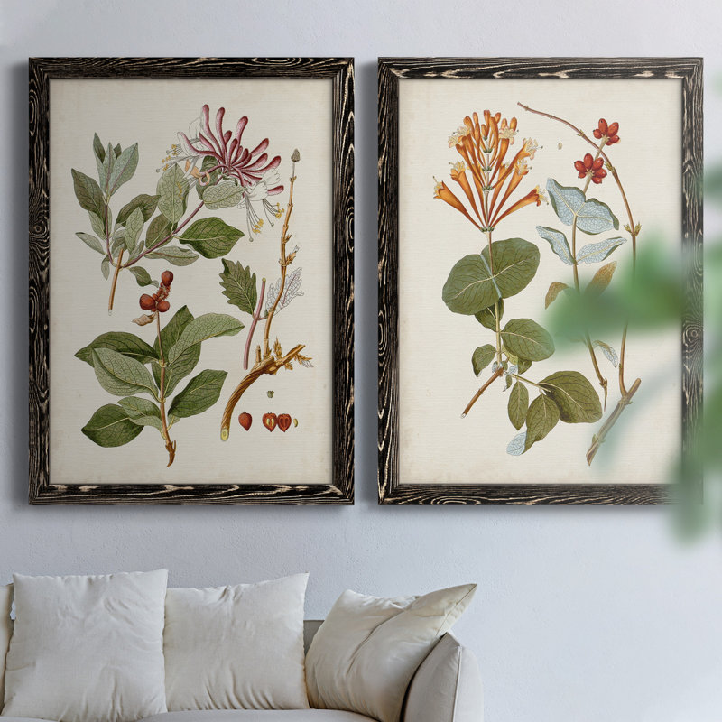Arbres en fleurs rétro II - Toile encadrée de qualité supérieure - prête à être accrochée, H 43,5 po x l 63 po, Noir