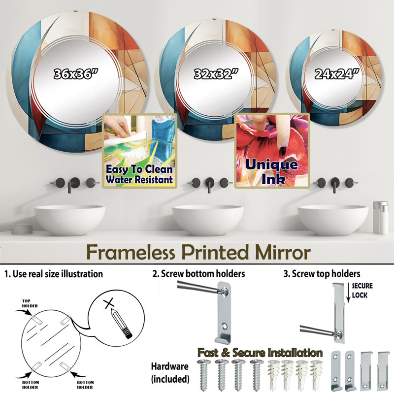 Trevoux - Modern Wall Mirror Round, 24 po x 24 po