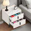 Modern Nightstand with 2 Drawers, Marble-Pattern Top & Metal Legs-686774874
