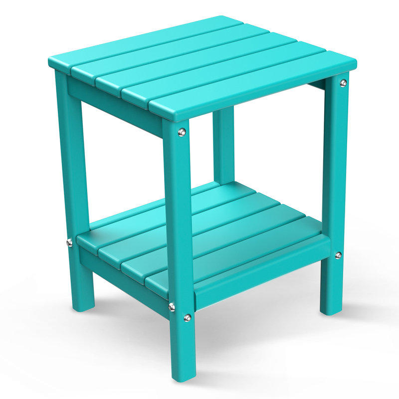 Matei 14 L x 13 W Outdoor Adirondack Side Table, Turquoise