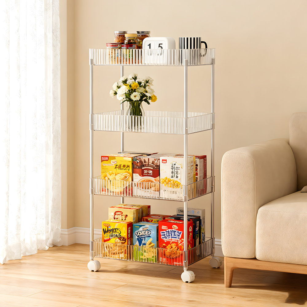 4-Tier Transparent Rolling Storage Cart