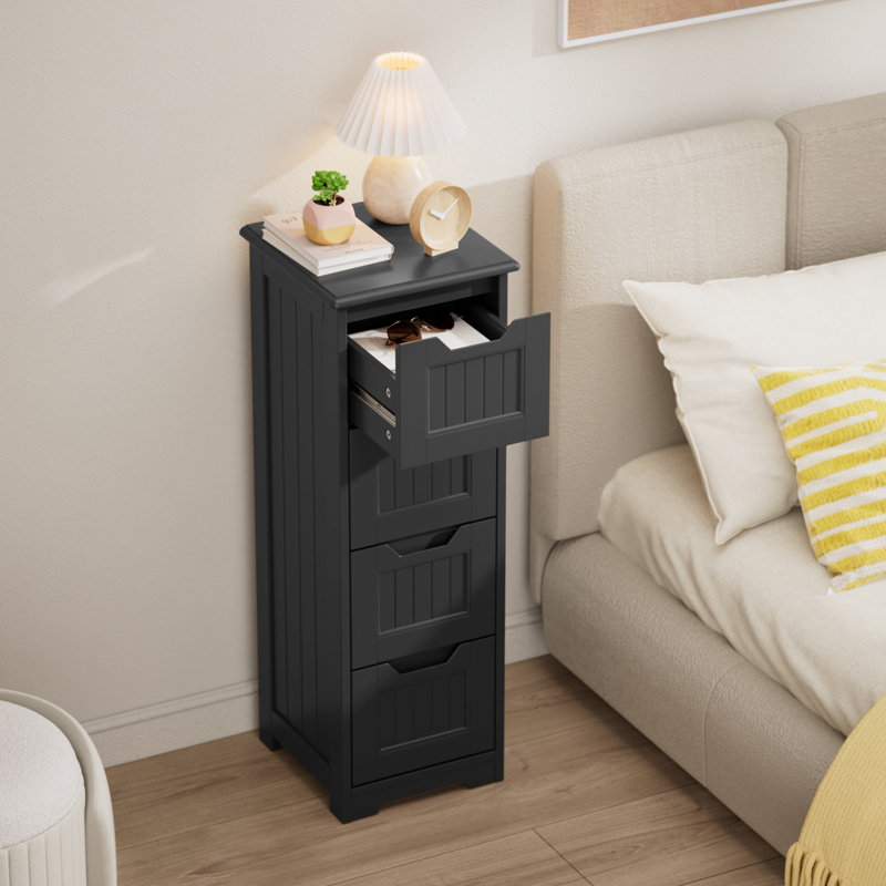Fortine 33.5'' H Modern Freestanding Bathroom Cabinet with 4 Drawers, Black