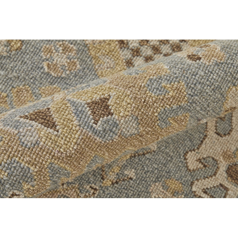 Corbitt Wool Oriental Area Rug in Blue, Rectangle 2' x 3'