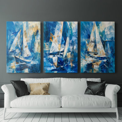 Sea and Shore  Series  XVI  -Premium Gallery Wrapped Canvas Set -Ready to Hang