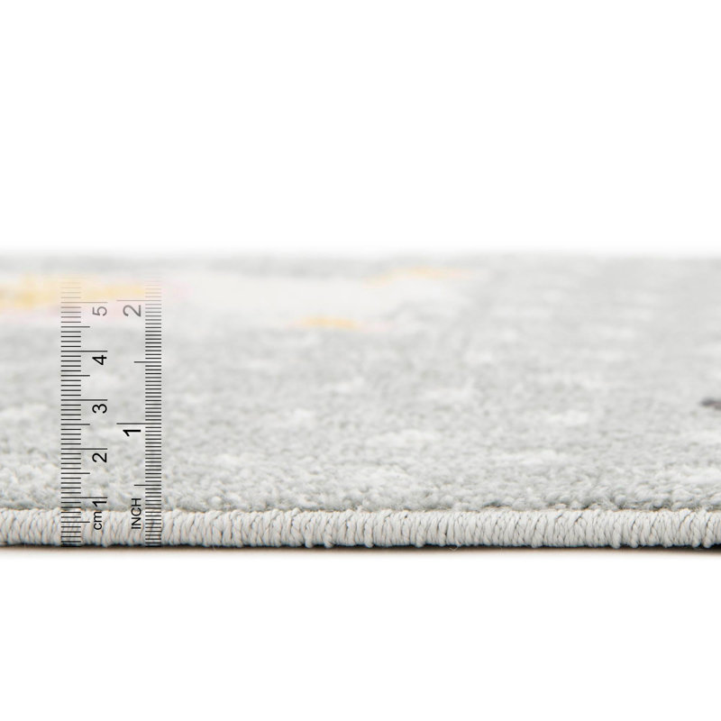 Rectangle Polka Dots Polypropylene Plastic Rug, Rectangle 5'3" x 8', Gray