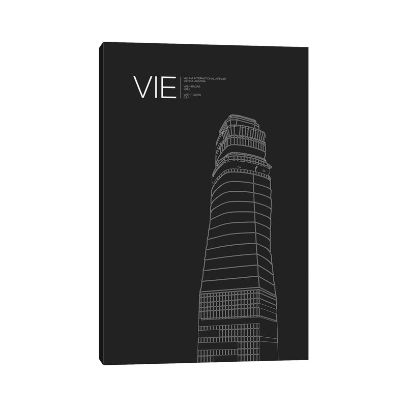 VIE Tower, Vienna International Airport by 08 Left - Wrapped Canvas Gallery-Wrapped Canvas Giclée, 20.32 cm H x 30.48 cm W