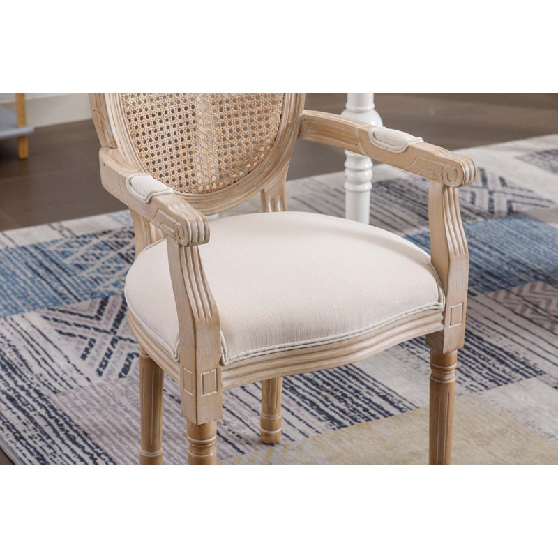 Ensemble de 2 fauteuils de salle à manger rembourrés en tissu French Vintage