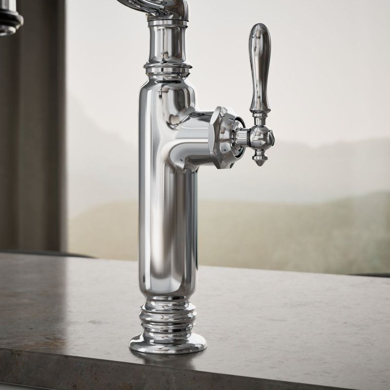 Tournant Single Handle Pull Down Kitchen Faucet, Polished Chrome