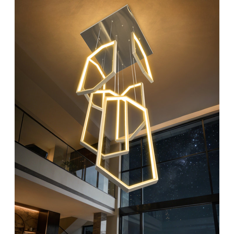 Lustre 6 lumières à DEL à intensité variable, H 118 po x l 20 po x P 20 po, Argent