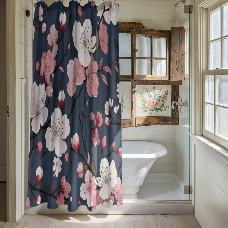Spring Blossoms - Rideau de douche Premium, H 74 po x l 71 po