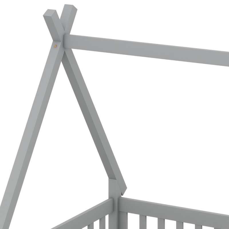 Lit de sol en forme de tente, lit avec garde-corps, Gris