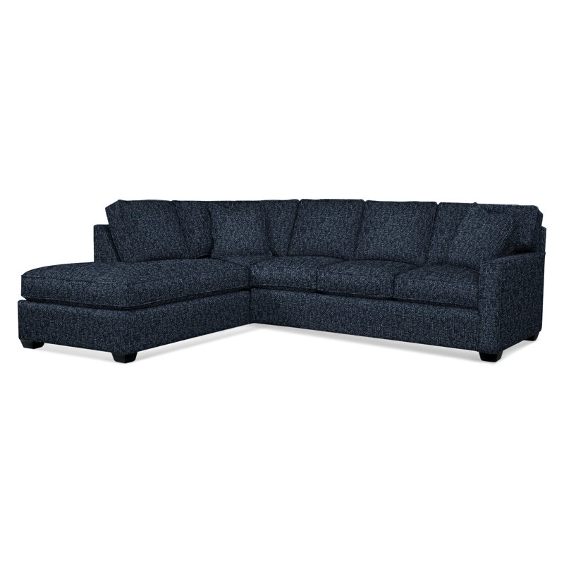 Ellora Upholstered L-Shaped Sectional, Black, Left Hand Facing, Navy Crypton Performance; 0822-61