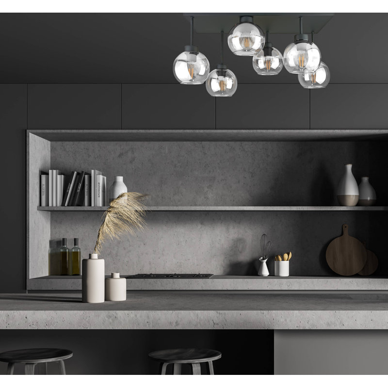 Alexender Glass Semi Flush Mount, Black, Clear