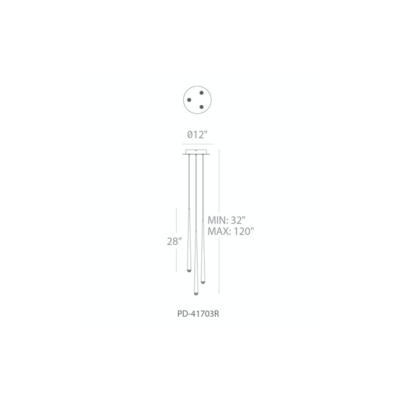 Cascade 3 - Light LED Pendant, Polished Nickel