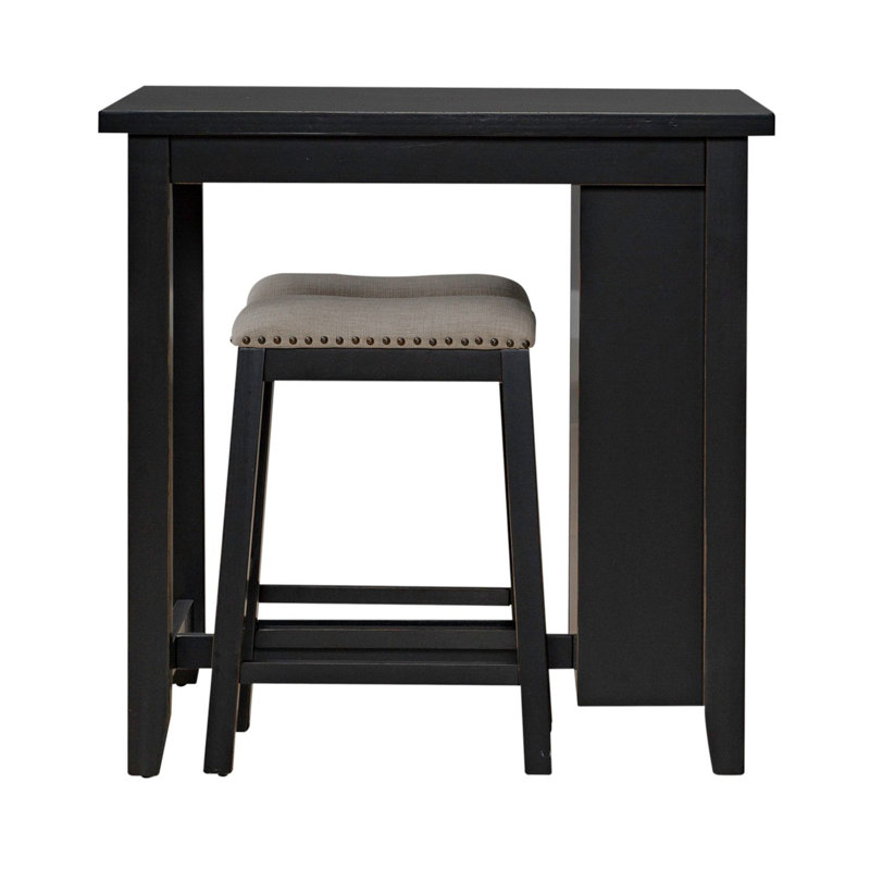 Black Transitional 3-Piece Counter Set with Storage Shelves