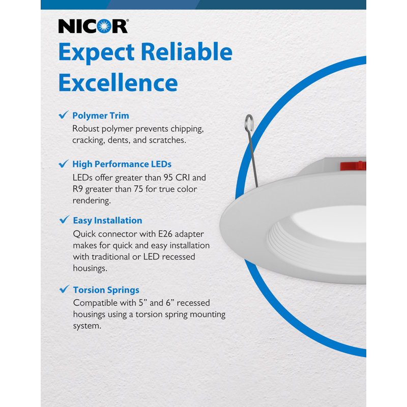 5/6-inch White Recessed Selectable LED Downlight (Baffle)