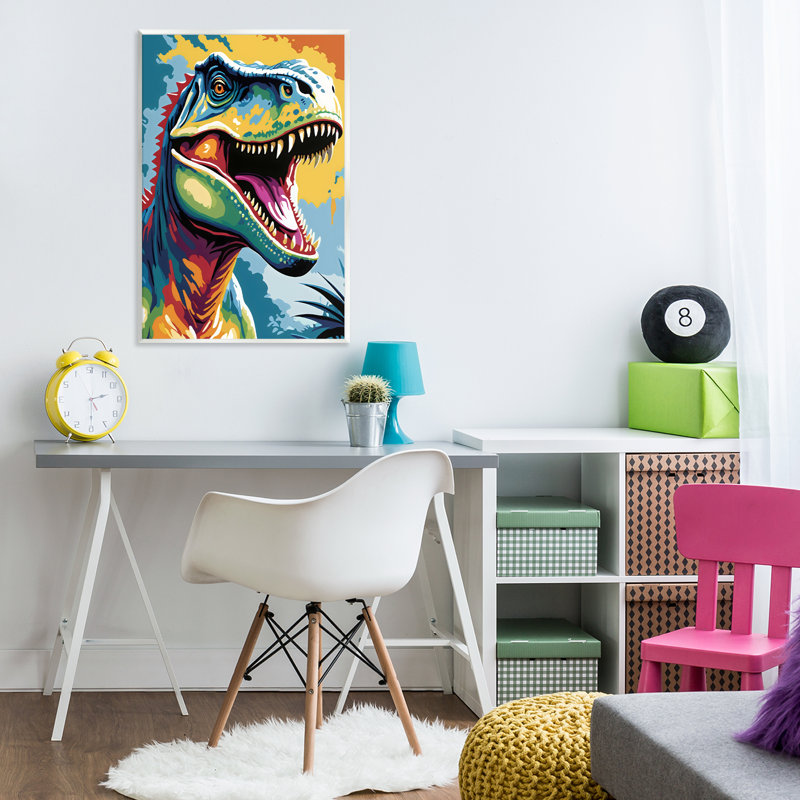 Plaque murale colorée T-Rex, design par Creative Studio, H 19 po x l 13 po