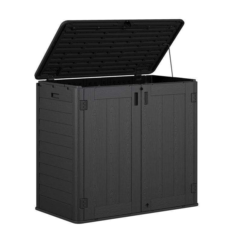 30 pieds cubes Remise de rangement extérieure horizontale imperméable en résine, remise utilitaire verrouillable pour une utilisation dans la cour