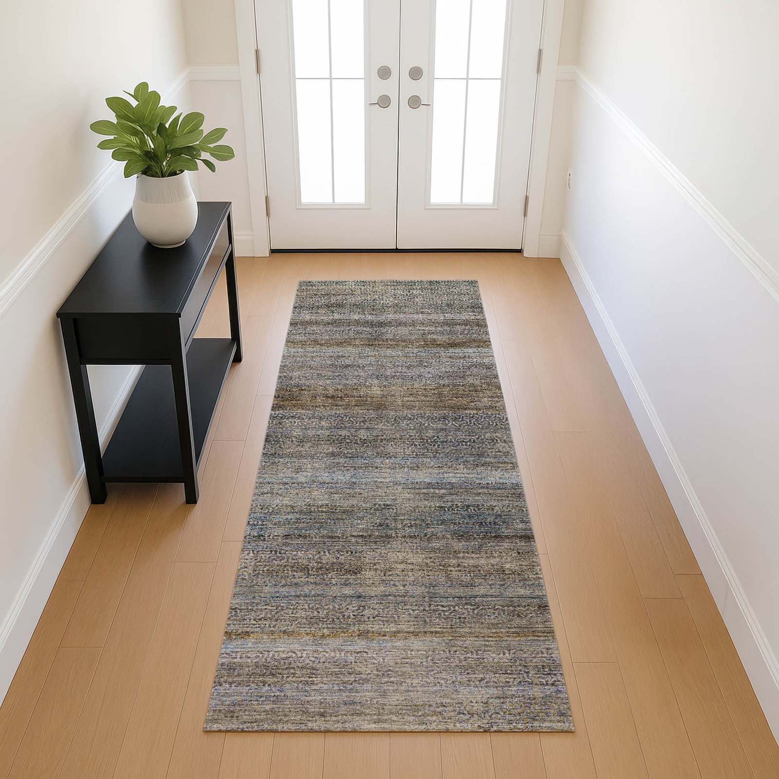 Premium Machine Washable Tirico Casual Rug, Blue, 2'3" x 7'6" Runner